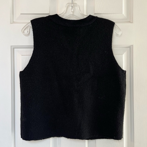 NWT Oak + Fort Button Down Vest Cardigan Black S - Picture 9 of 15